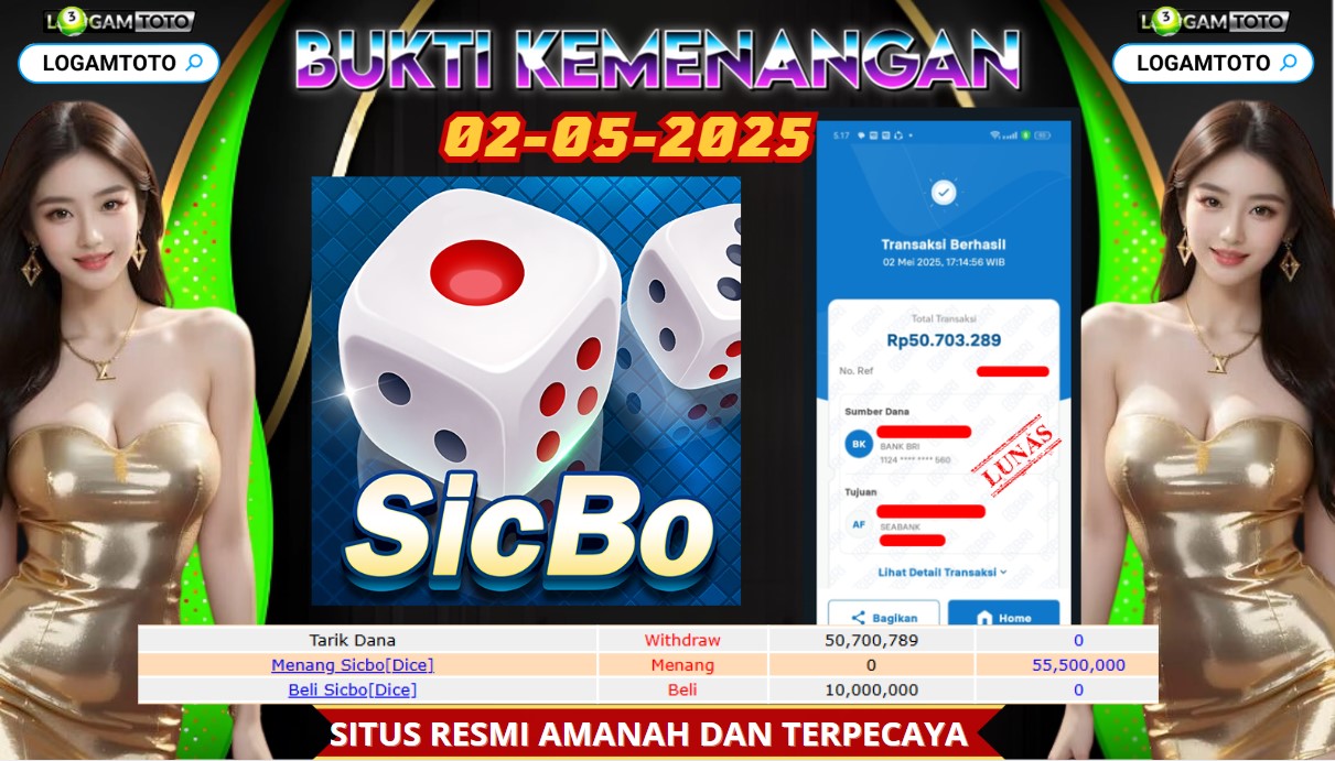 SELAMAT KEPADA MEMBER SETIA LOGAMTOTO BERHASIL JACKPOT DI PERMAINAN LIVE CASINO SICBO (DICE)